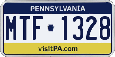 PA license plate MTF1328