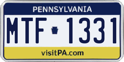 PA license plate MTF1331
