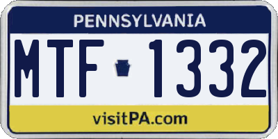 PA license plate MTF1332