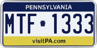 PA license plate MTF1333