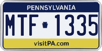 PA license plate MTF1335