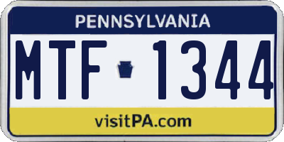 PA license plate MTF1344