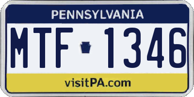 PA license plate MTF1346