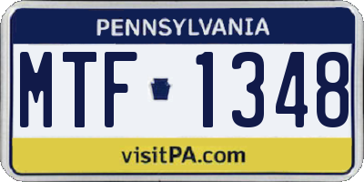 PA license plate MTF1348