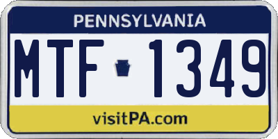 PA license plate MTF1349