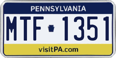 PA license plate MTF1351