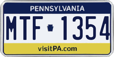 PA license plate MTF1354