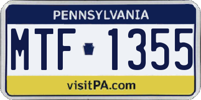 PA license plate MTF1355