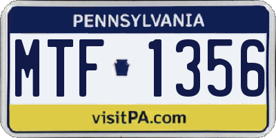 PA license plate MTF1356