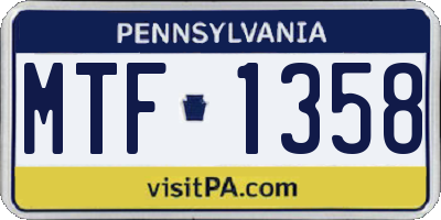 PA license plate MTF1358
