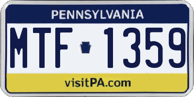 PA license plate MTF1359