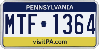 PA license plate MTF1364