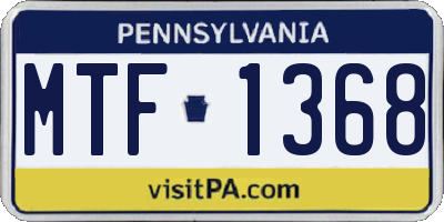 PA license plate MTF1368