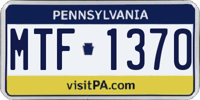 PA license plate MTF1370