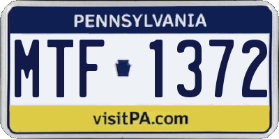 PA license plate MTF1372