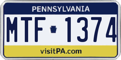 PA license plate MTF1374