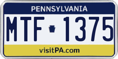 PA license plate MTF1375