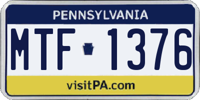 PA license plate MTF1376