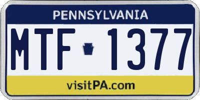 PA license plate MTF1377