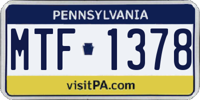 PA license plate MTF1378