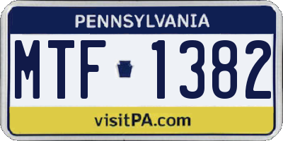 PA license plate MTF1382