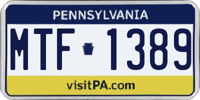 PA license plate MTF1389
