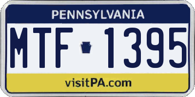 PA license plate MTF1395
