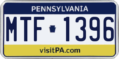 PA license plate MTF1396