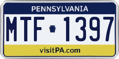 PA license plate MTF1397