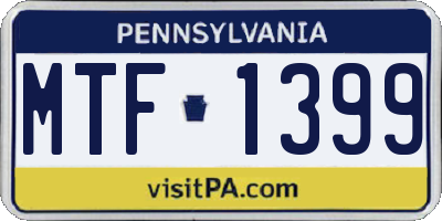 PA license plate MTF1399