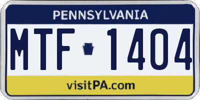 PA license plate MTF1404