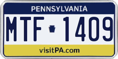 PA license plate MTF1409