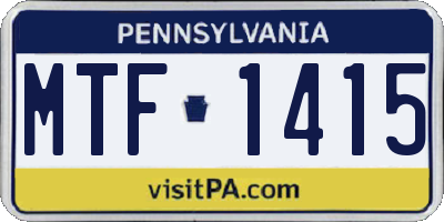 PA license plate MTF1415