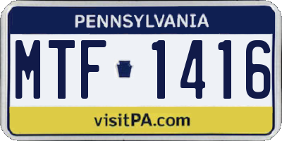 PA license plate MTF1416