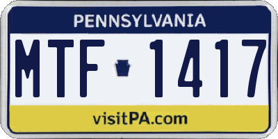 PA license plate MTF1417