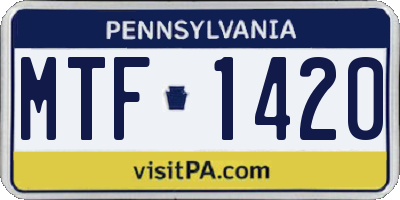 PA license plate MTF1420
