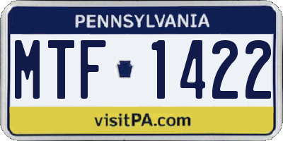 PA license plate MTF1422