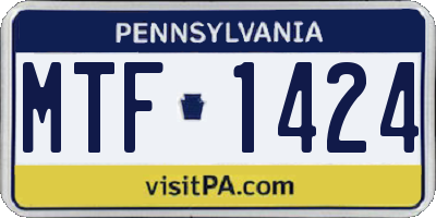 PA license plate MTF1424