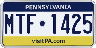 PA license plate MTF1425