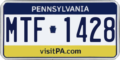 PA license plate MTF1428