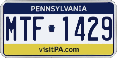 PA license plate MTF1429
