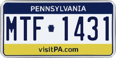 PA license plate MTF1431