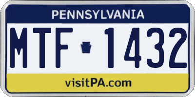 PA license plate MTF1432