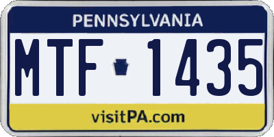 PA license plate MTF1435