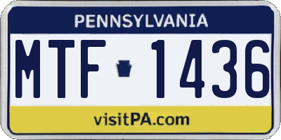 PA license plate MTF1436
