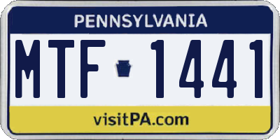 PA license plate MTF1441