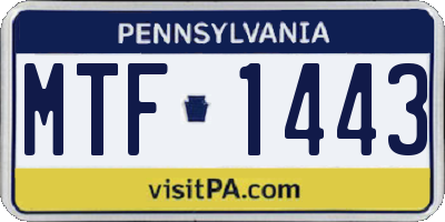 PA license plate MTF1443