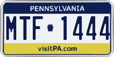 PA license plate MTF1444