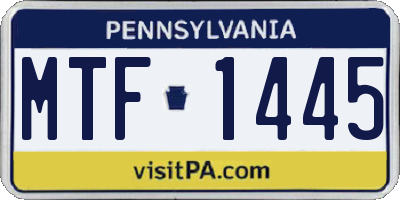PA license plate MTF1445