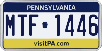 PA license plate MTF1446